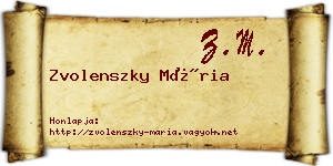 Zvolenszky Mária névjegykártya