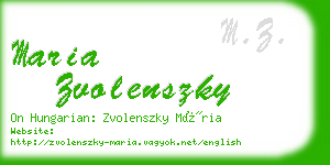 maria zvolenszky business card